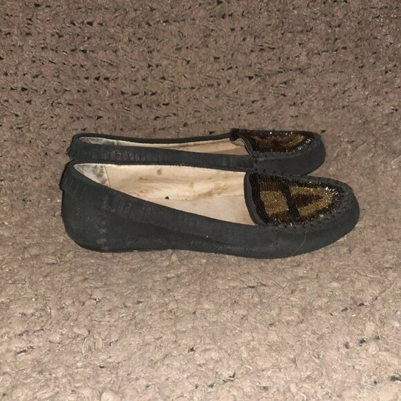HOUSE OF HARLOW-1960 Millie-Black Suede Beaded Moccasins-Size 36-Excellent - Picture 4 of 7